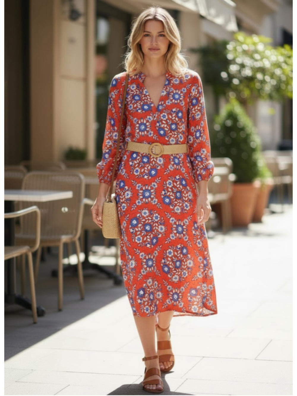 Boden 100% Linen Midi Dress Floral Beach Resort Size Women’s 4P Petite Boho